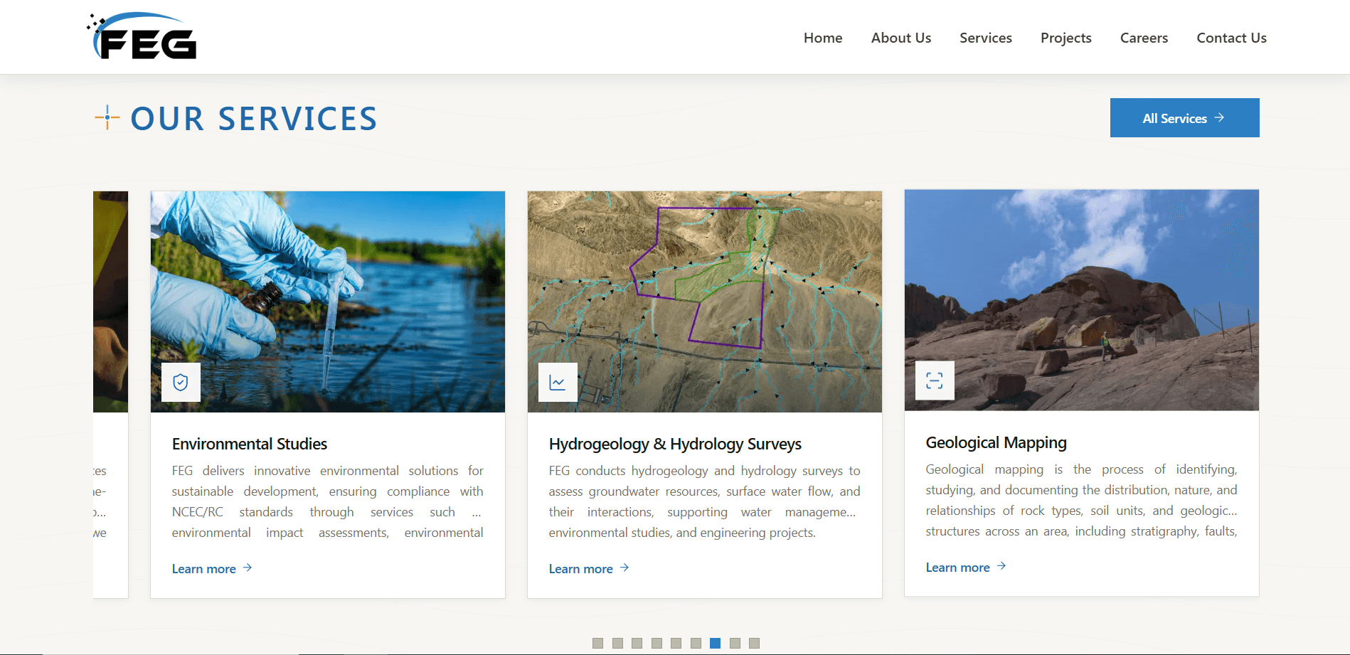 FEG services and multi-region content sections