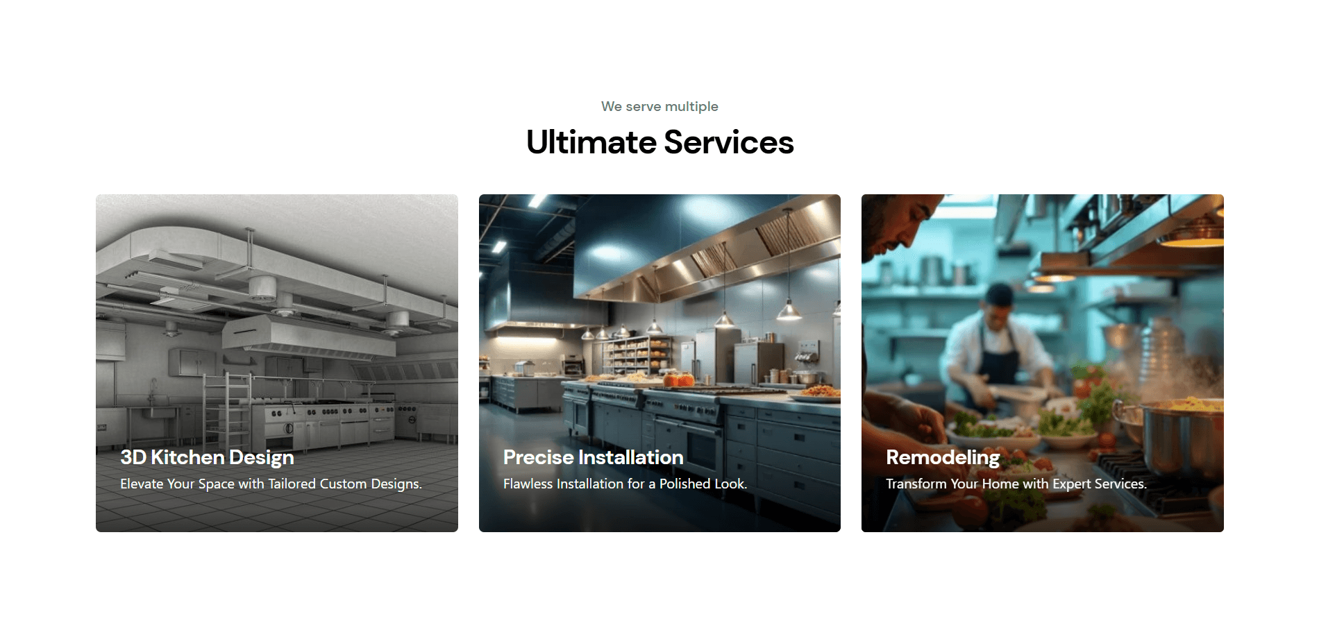Pro Kitchen Connect services and call-to-action sections