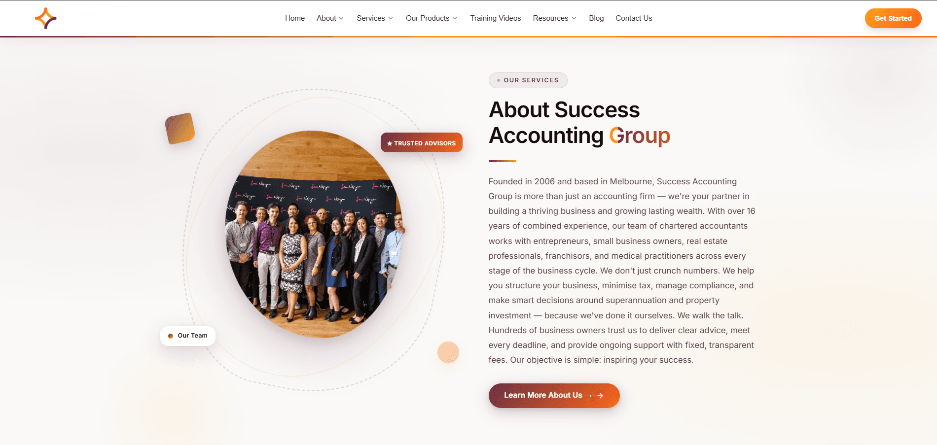 Success Accounting Group interior pages and content layout