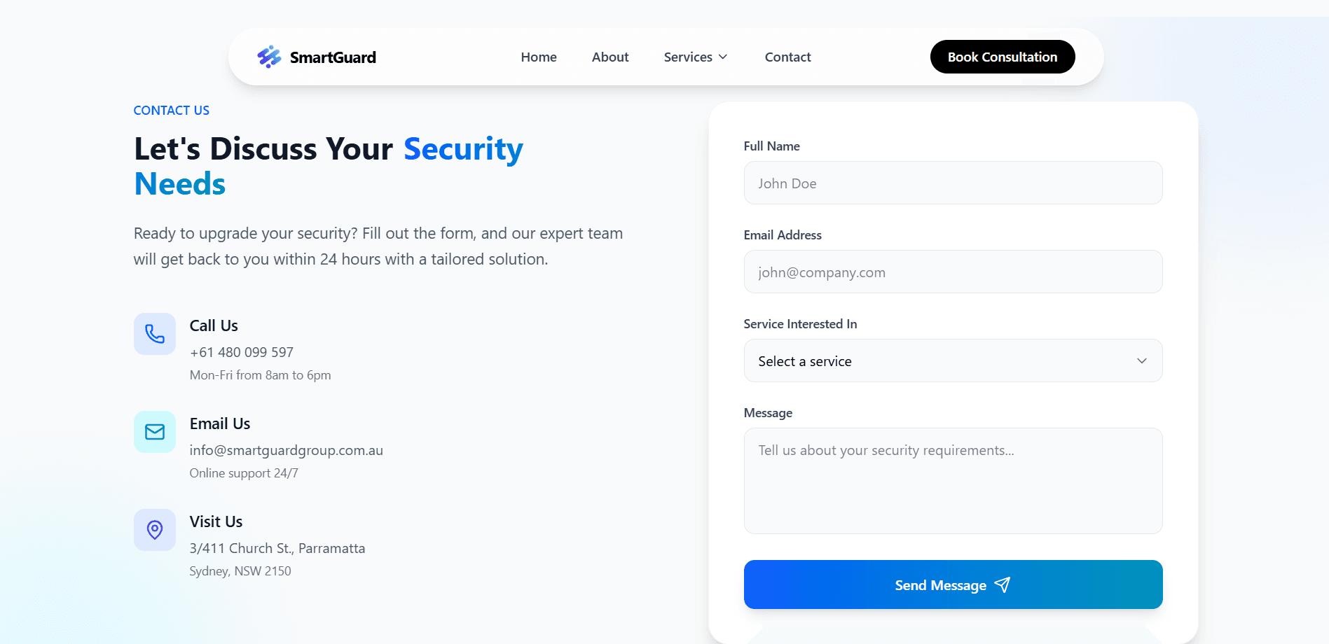 SmartGuard Group about and credibility sections